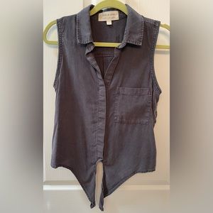 Cloth & Stone Sleeveless Button Down Tank with Tie Front Sz. Small